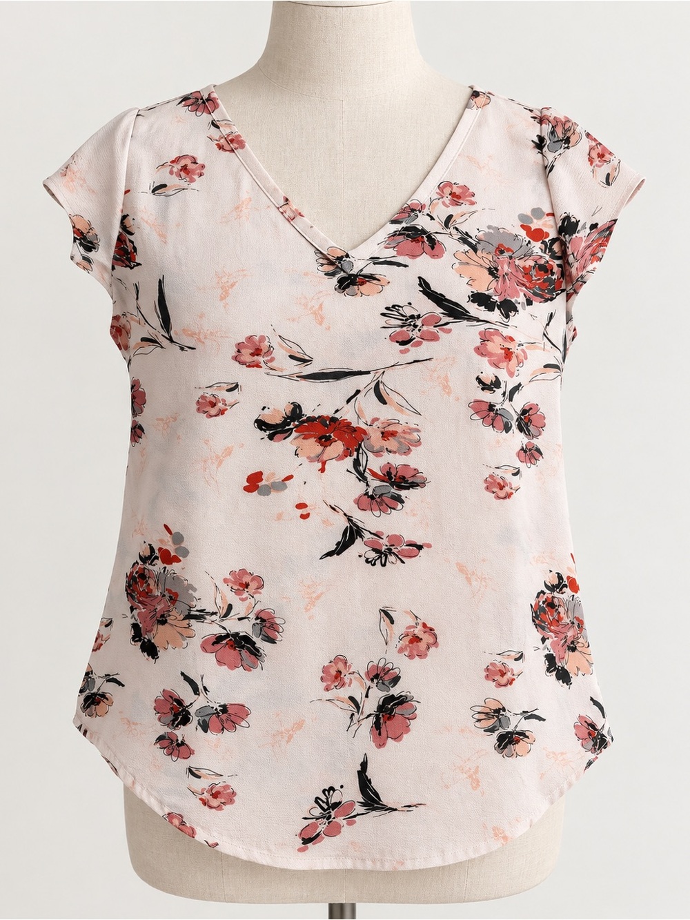 Fun2Fun Stitch Fix Floral V Neck Blouse Size L